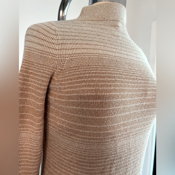 New Ann Taylor Ombre Almond Aqua Lurex Sweater Dress Sz PS - Picture 10 of 16